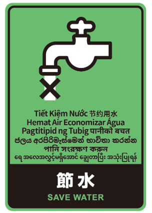 Multilingual Water-Saving Awareness Posters Used in Our Plants